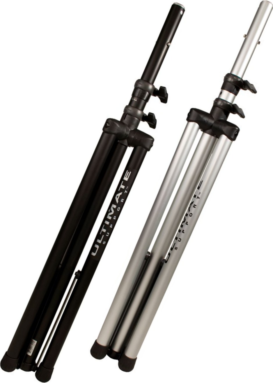Ultimate Support TS-80B 黑色与银色折叠收纳形态对照