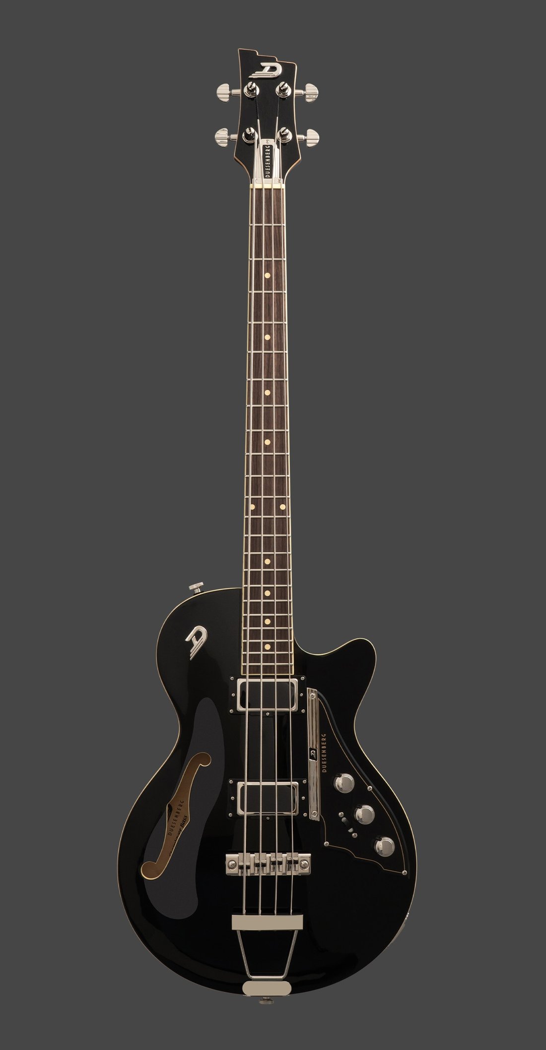 Duesenberg Starplayer Bass 系列:2026 新增半空心贝斯型号一览 1 Duesenberg Starplayer Bass 深黑(Deep Black):钢琴黑漆面,镍色硬件(2026 新款官方图)