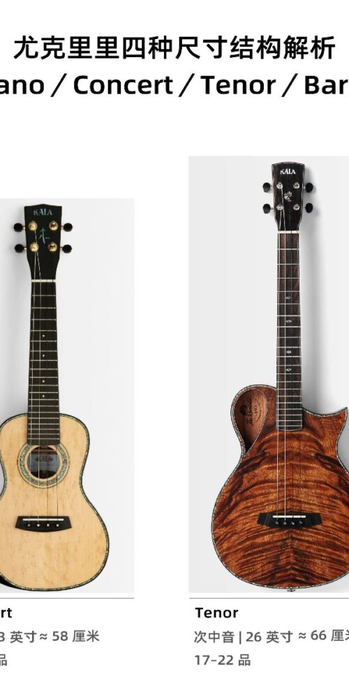 尤克里里四种尺寸结构解析:Soprano/Concert/Tenor/Baritone 20 kala-ukulele-sizes-comparison